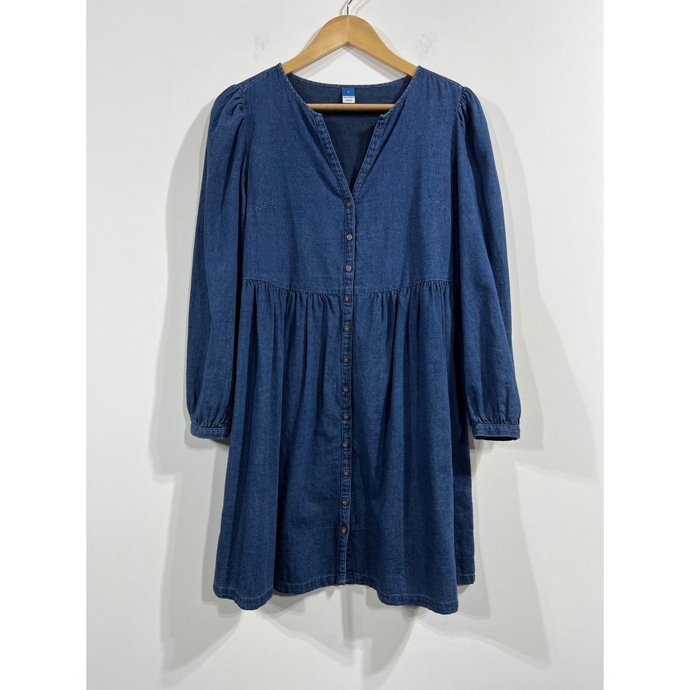 Old Navy Babyoll Denim Long Sleeve Button Front Women Small Western Boho Cowgirl